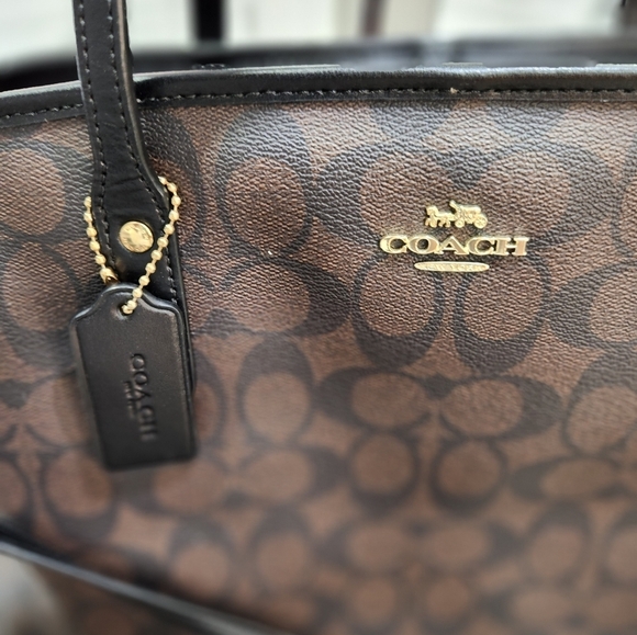 ✨️🤎 Coach signature coated canvas brown/blk 3 piece bundle 2 bag and wristlet - Picture 9 of 12